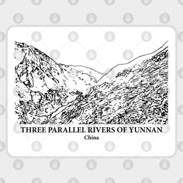 Three Parallel Rivers of Yunnan - China Magnet by Lakeric